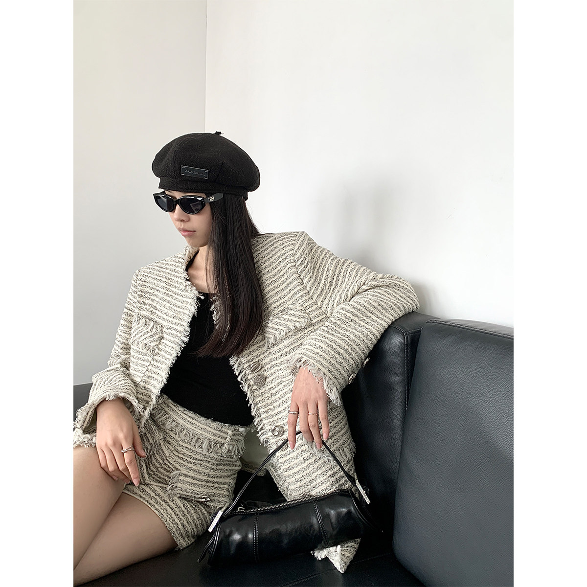 PAPERLLL辛间编织流苏小香风套装女高腰气质轻奢时尚短裤两件套,女装/女士精品,时尚套装,淘宝优惠券,粉丝福利购,淘宝优惠卷