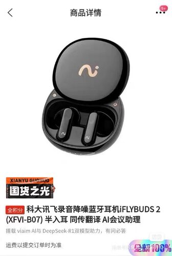 科大讯飞录音降噪会议耳机iFLYBUDS 2半入耳新品主动降噪同传
