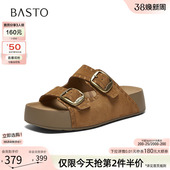 休闲复古女拖鞋 厚底增高勃肯鞋 T9317BT6 商场新款 百思图2026夏季