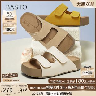 凉鞋 一脚蹬厚底外穿女拖鞋 B9312BT5 休闲勃肯鞋 百思图25夏商场新款