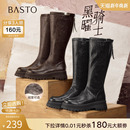 加绒骑士靴女高筒长靴 百思图黑曜骑士25冬商场新款 黄梦莹同款