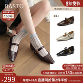 粗跟女浅口单鞋 F3516AQ6 法式 玛丽珍鞋 莫奈花园 百思图26春新款