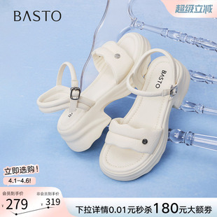 休闲舒适厚底增高女沙滩运动凉鞋 D3202BL5 商场新款 百思图夏季