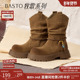 百思图25冬商场新款 复古真皮厚底美拉德西部堆堆靴女短靴W0712DZ5