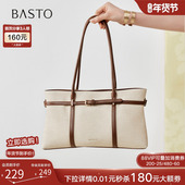 老钱风大容量托特包时尚 百思图2026夏季 新款 通勤斜挎女包JB187BX6