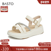 松糕厚底女沙滩凉鞋 百思图夏商场新款 运动风休闲凉鞋 UHR03BL4