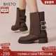 潮流裤 百思图冬商场新款 时尚 管靴显瘦厚底粗跟女短靴A5989DD4