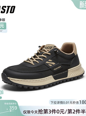 百思图2026夏季商场新款网面透气阿甘鞋时尚复古运动男鞋WDY01BM6