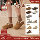 百思图2025冬新款勃肯鞋雪地靴棉鞋加绒保暖女毛毛鞋单鞋B3047DM5