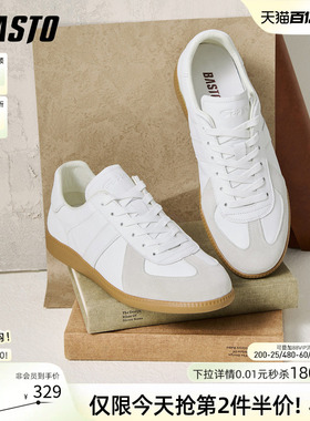 百思图26春季商场新款轻便德训鞋复古阿甘小白鞋男运动鞋BC781AM6