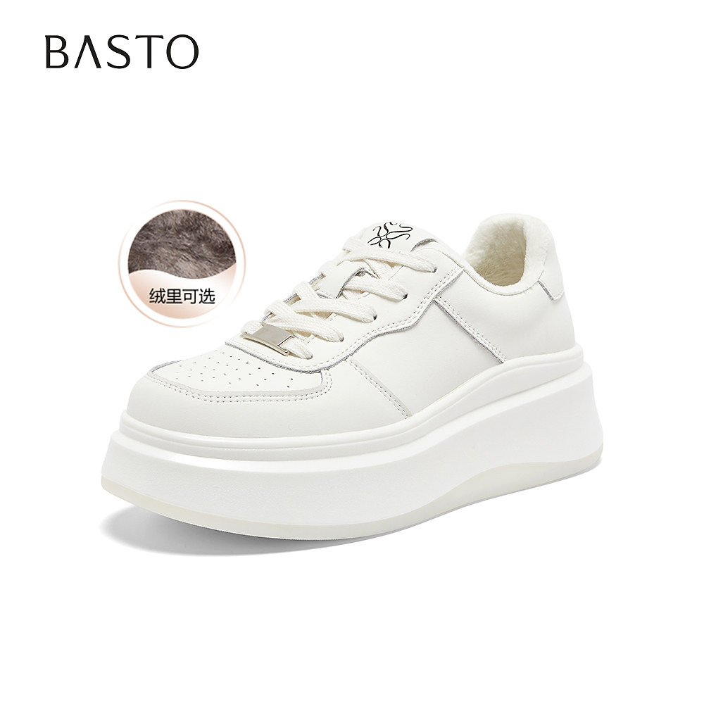 【好物体验专享】百思图2026春季新款小白鞋女休闲运动鞋V0048AM6