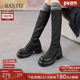 百思图2025冬季 商场新款 纯色高跟显瘦骑士靴女厚底长靴E5033DG5