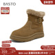 真皮雪地靴加绒保暖棉鞋 百思图2025冬季 商场新款 女短靴D3970DD5