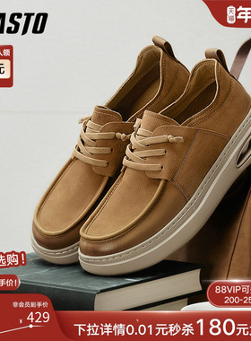 百思图2026春季商场新款时尚袋鼠鞋商务通勤休闲男士皮鞋WDV01AM6