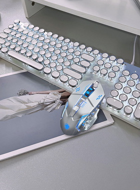 前行者TK100机械键盘复古朋克蒸汽键帽混光键鼠套装有线电竞游戏