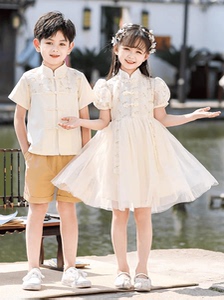 六一儿童夏季演出服汉服小学生民国风班服幼儿园新中式合唱服
