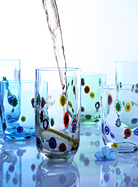 Homix Millefiori手工无铅水晶玻璃水杯I款