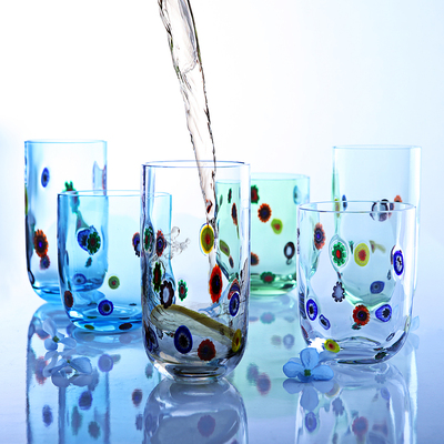 Homix Millefiori手工无铅水晶玻璃水杯I款