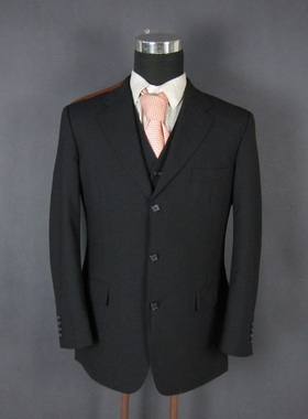 vintage中古B/布克三扣男士西服 商务绅士正装纯黑色春秋款  H462