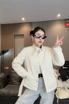 欧货2026春秋新款巨好看的立领短款加棉风衣韩系收腰显瘦外套女