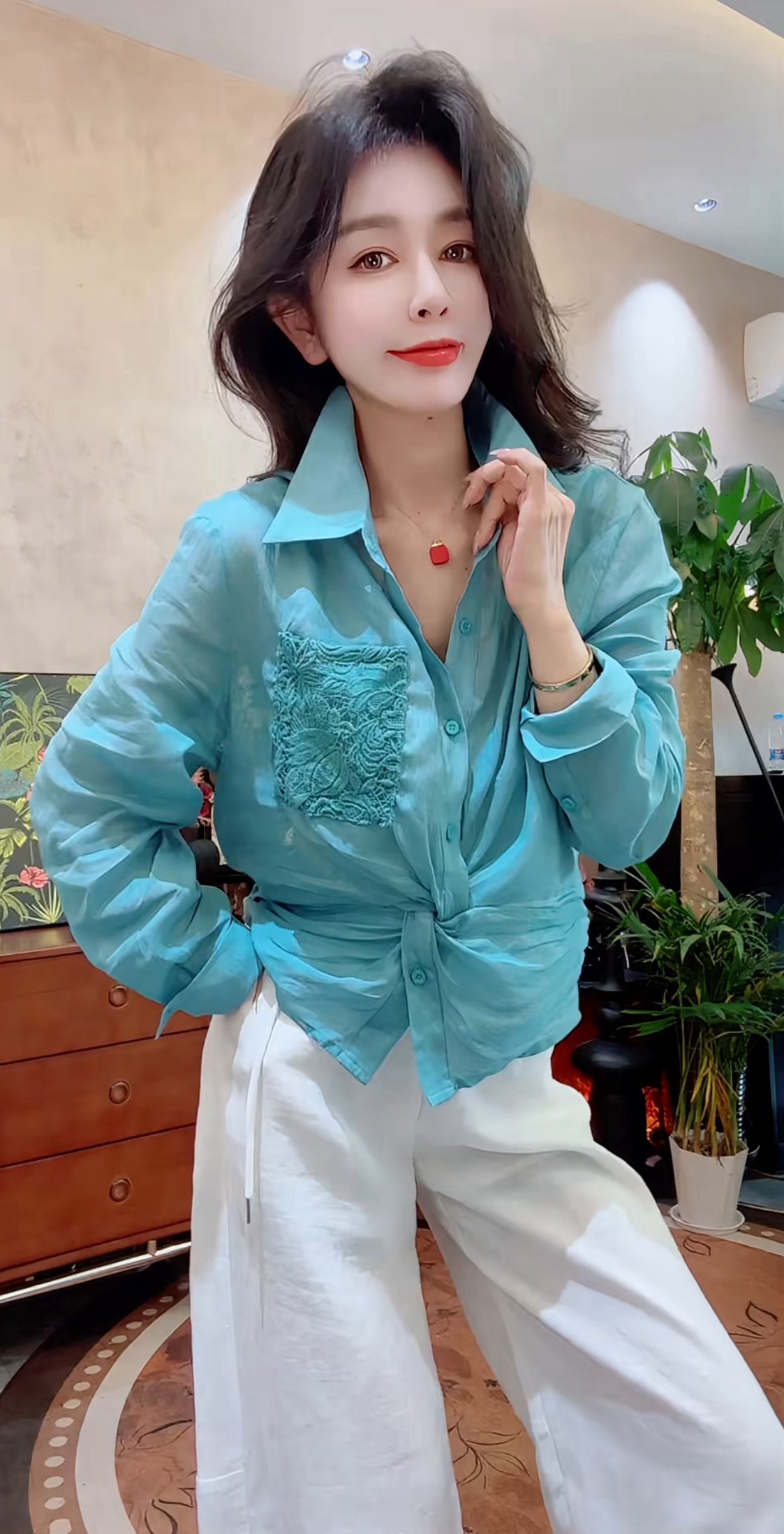 欧货时尚亚麻蕾丝纽结宽松长袖小众衬衫女2025春秋新款设计感上衣