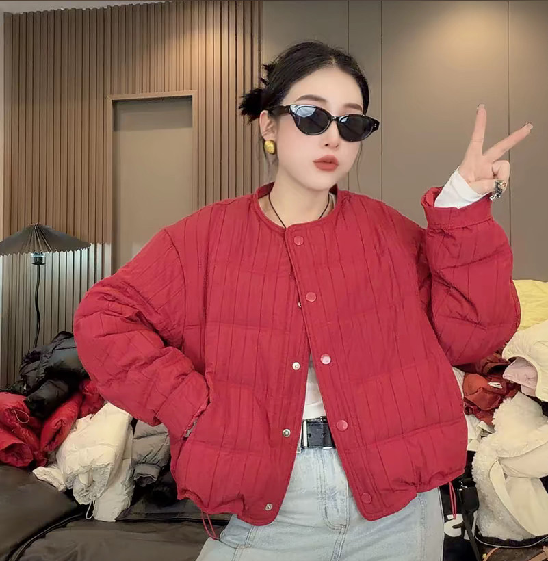 韩系棉服轻薄夹棉短外套女2026秋冬小个子高级感宽松圆领夹克上衣