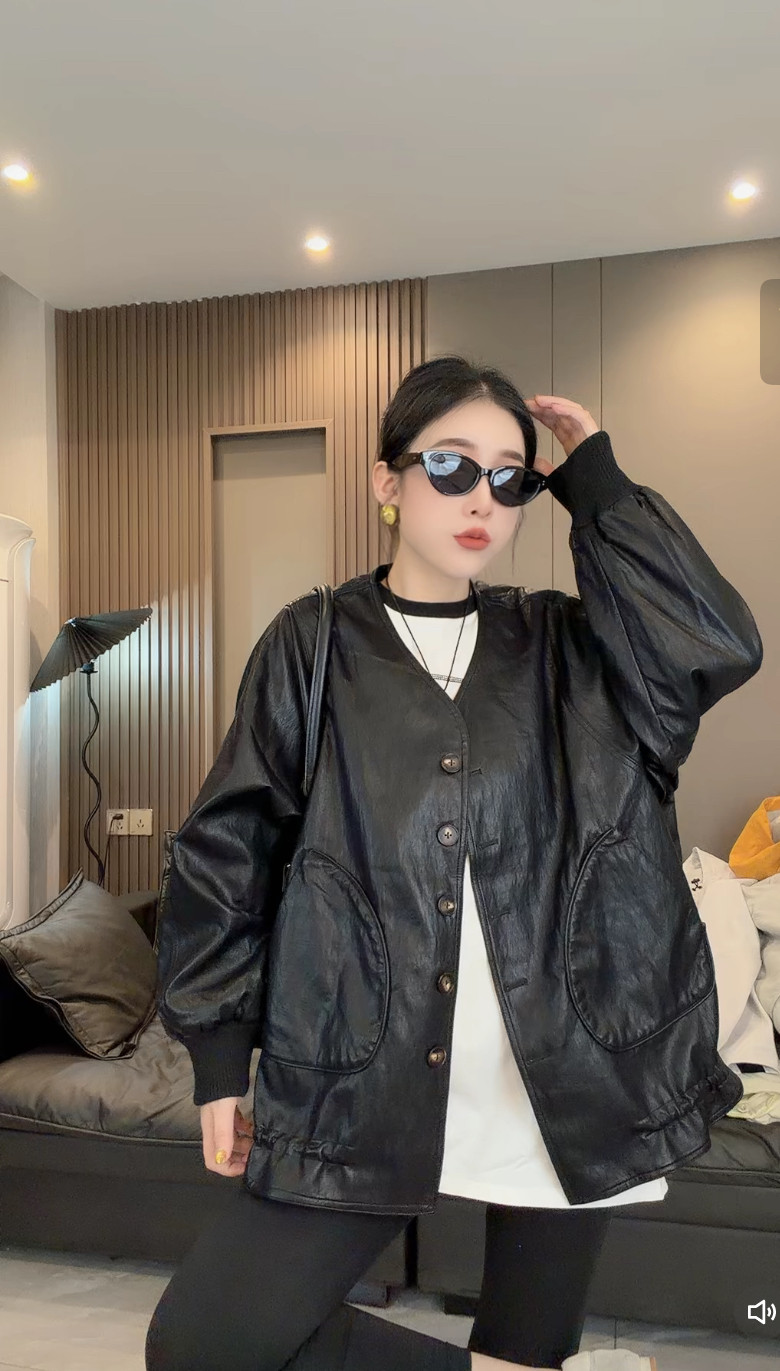 黑色V领小皮衣外套女春季2026新款今年流行设计感巨好看PU皮夹克