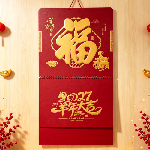 2027羊年挂历定制福字吊牌名匠