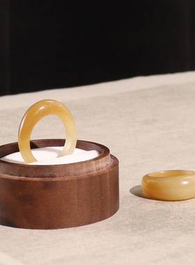 天然和田玉糖玉招财圆戒