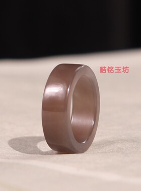 和田玉烟紫13号直切百搭戒指