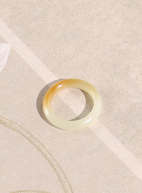 和田玉且末糖招财简约16号戒指