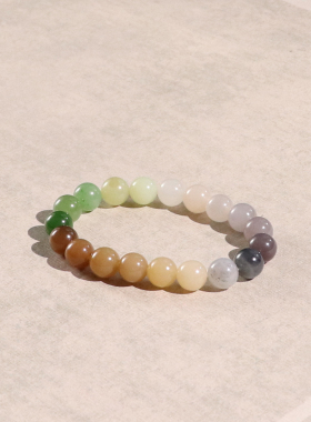 和田玉多宝渐变圆珠手串新中式