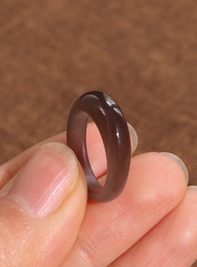 和田玉冰底深紫馒头戒13号