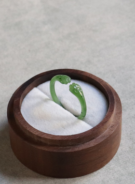 天然和田玉碧玉白玉猫爪开口戒指绿色玉石细款指环带证书