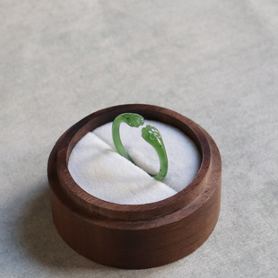 天然和田玉碧玉白玉猫爪开口戒指绿色玉石细款指环带证书