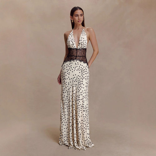 Lace sexy backless dress 波点蕾丝女士时尚性感露背收腰连衣裙