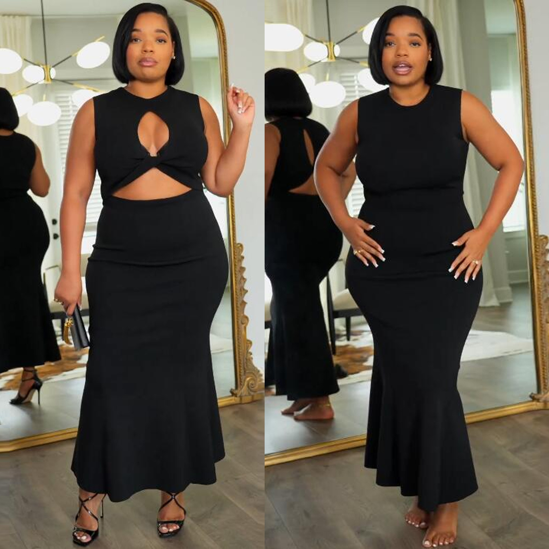 2024 new fashion Sexy hip cutouts dress Club skirt Women's