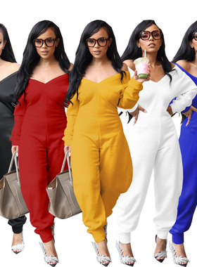 Women's slim fit V-neck sexy fashion jumpsuit 女装连体裤