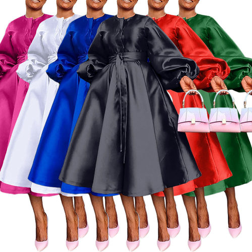 2026 Women's New Fashion Lantern Sleeve Dress 灯笼袖连衣裙