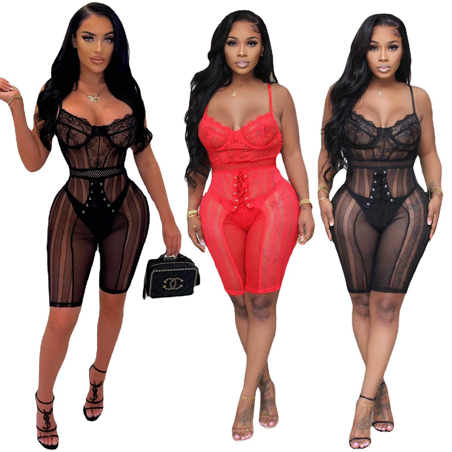 2022 lace jumpsuit for women sexy party bandage Siamesepants