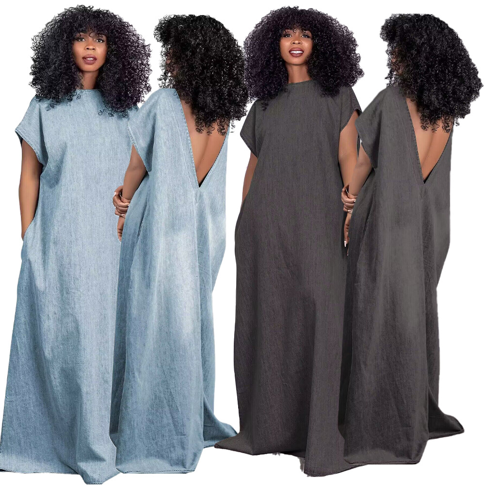 design design plain dress for women back V single pure skirt