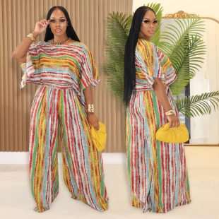 women top piece trousers striped set casual two fashion