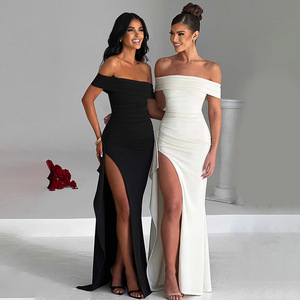 2024 New strapless backless dress sexy slit skirt Women's