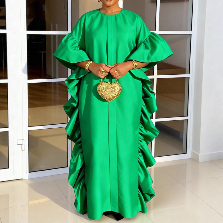 Women flared sleeve robe fashionable party dress 派对连衣裙