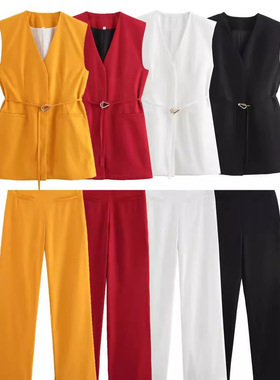 2025 Fashion two-piece set new women's vests flared trousers