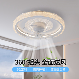 2025中山卧室风扇灯新款 水晶高端轻奢房间360摇头吸顶全光谱灯具