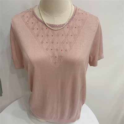 气质妈妈夏季桑蚕丝纯色t恤