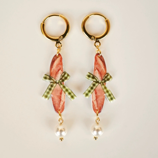 耳环和阻力耳夹 法棍蝴蝶结耳环 浪漫时尚 原创法式 阻力耳夹