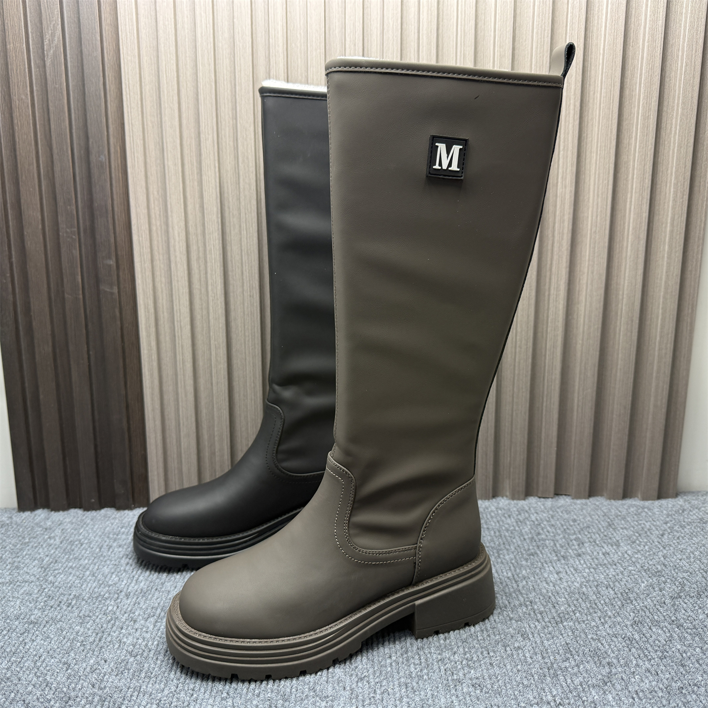 撤柜处理加绒英伦风高筒骑士靴女2025冬季新款厚底显瘦气质长筒靴