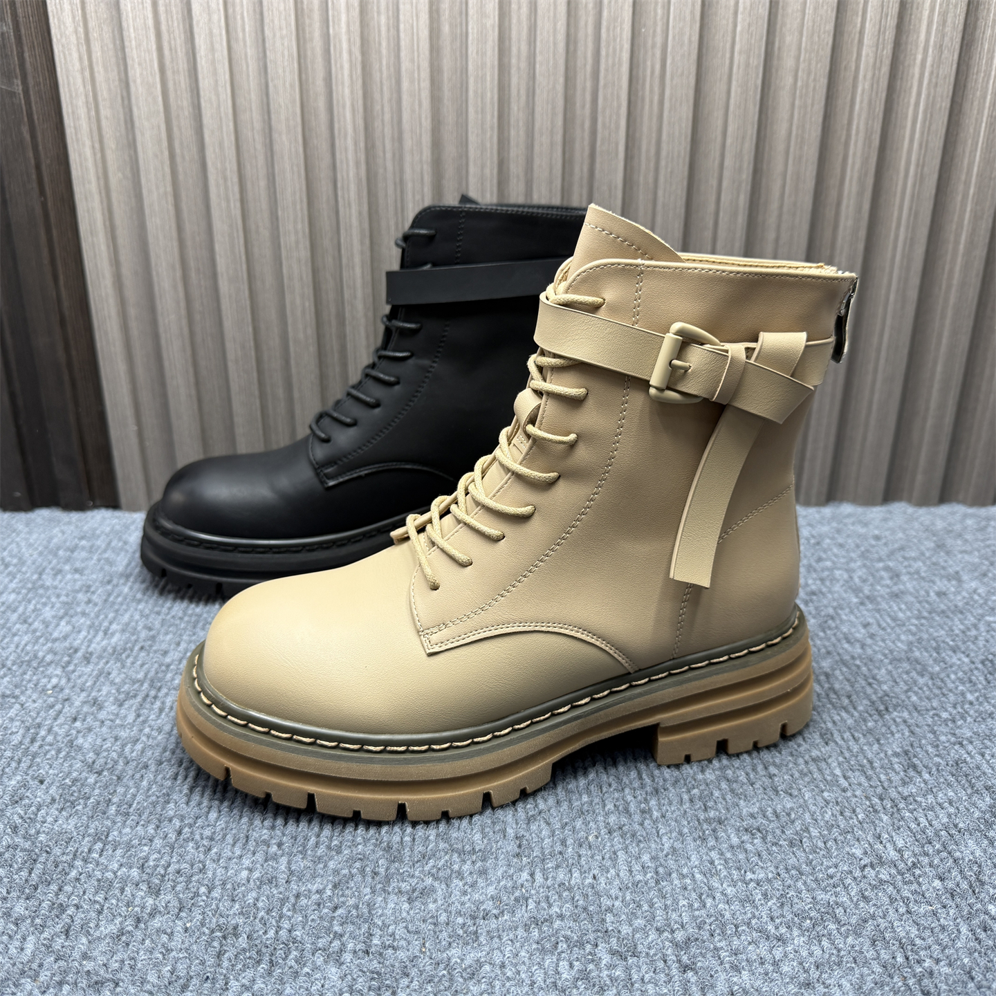 撤柜处理厚底英伦风马丁靴女2025秋冬款中筒侧拉链百搭加绒骑士靴